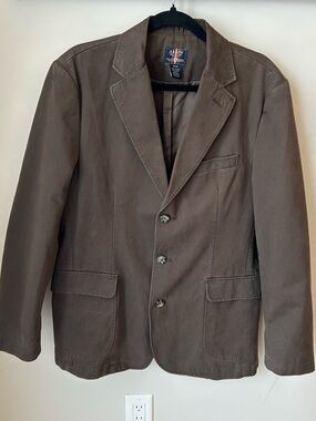 Vintage-Style Brown Cotton Blazer Sports Coat Mens M 90s Utility Dark Academia